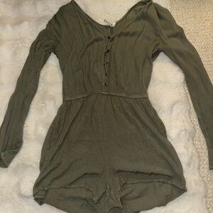 Olive Green Long Sleeve Romper